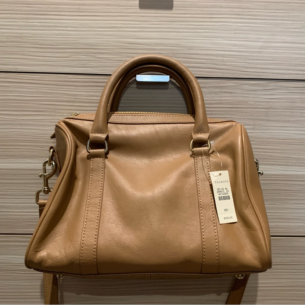 Talbots brand new tanish brown leather handbag approx 11x8